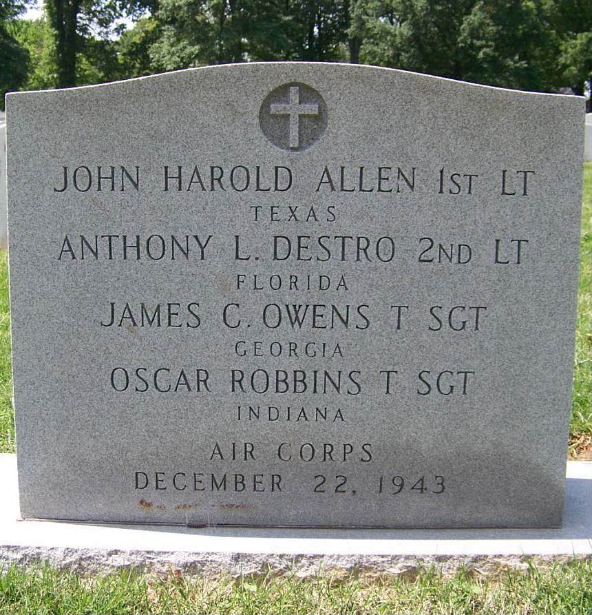 1LT Allen 2LT Destro TSgt Owens TSgt Robbins grave marker
