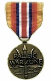 Merchant Marines Pacific War Zone Medal. Authorized on 10 May 1943 to members of the United States Merchant Marines, to recognize service by officers and crews aboard U.S. flag vessels which operated in the Pacific and Indian Oceans between 7 December 1941 and 8 November 1945.