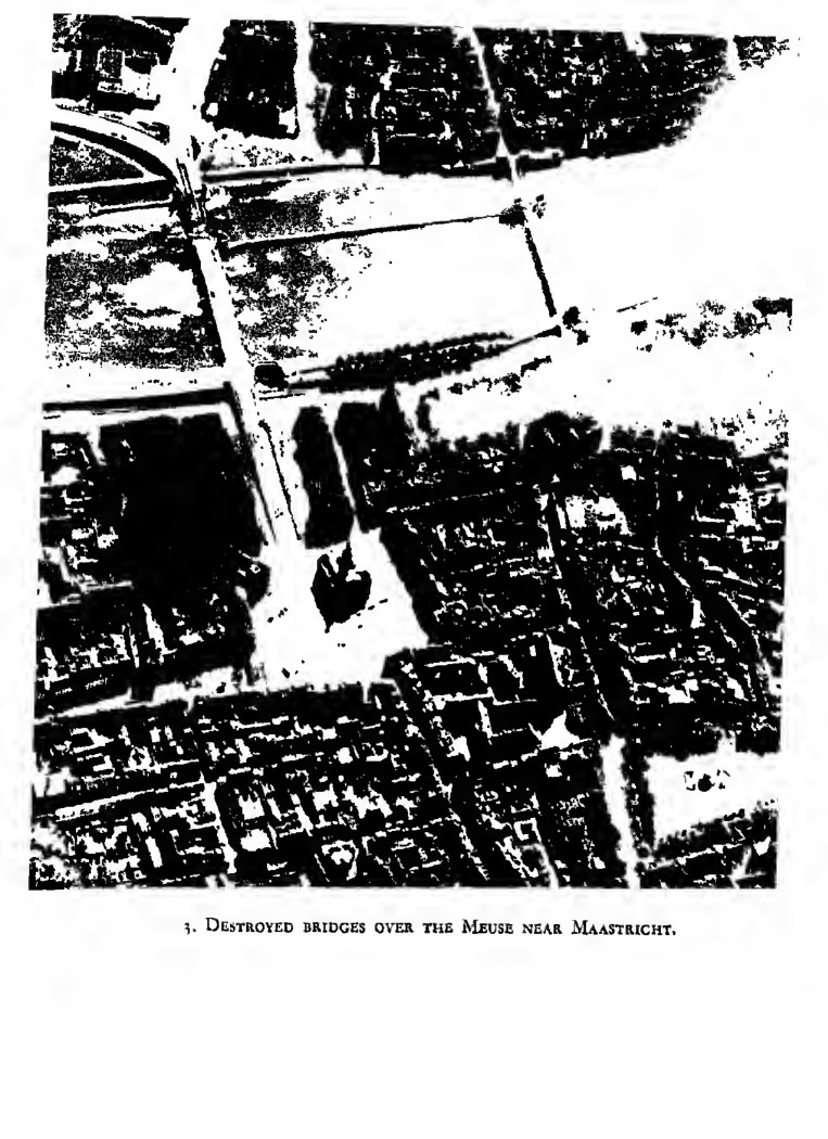 Destroyed bridges over the Meuse, near Maastricht