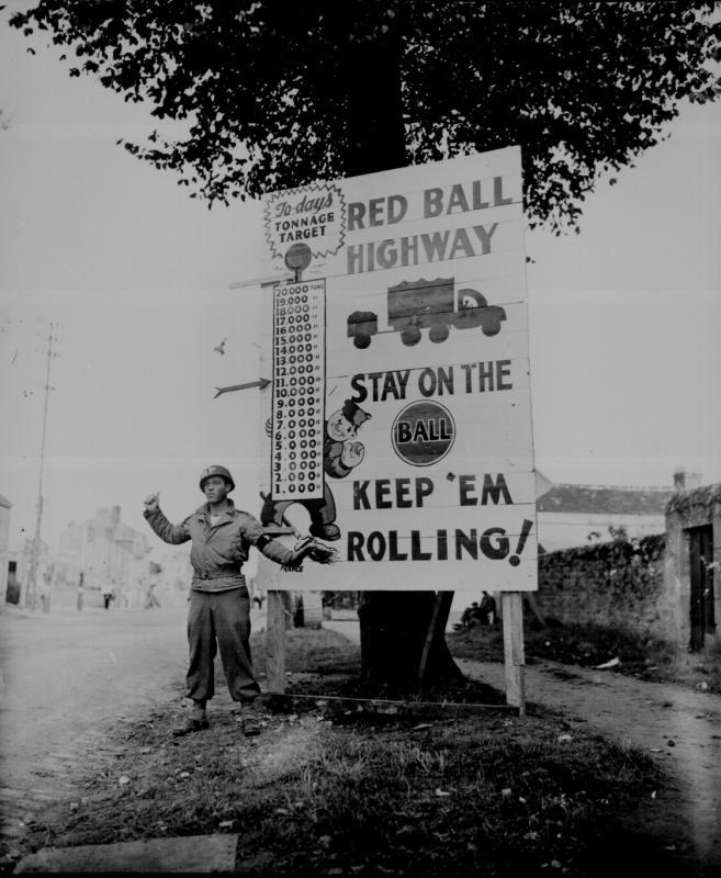 Red Ball Express' motor convoy rushing to Alenon