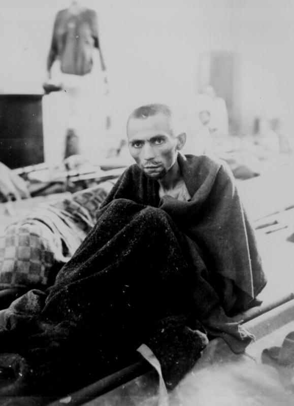 Starving inmate of Camp Gusen, Austria