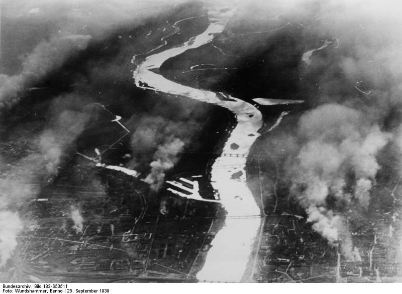 Vaizdas iš oro Varšuvoje, Lenkijoje, 25 m. Rugsėjo 1939 d