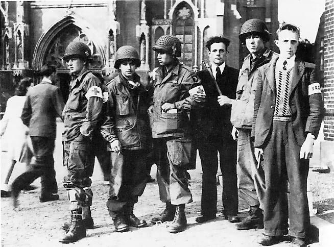101st Airborne Division with members of Dutch resistance