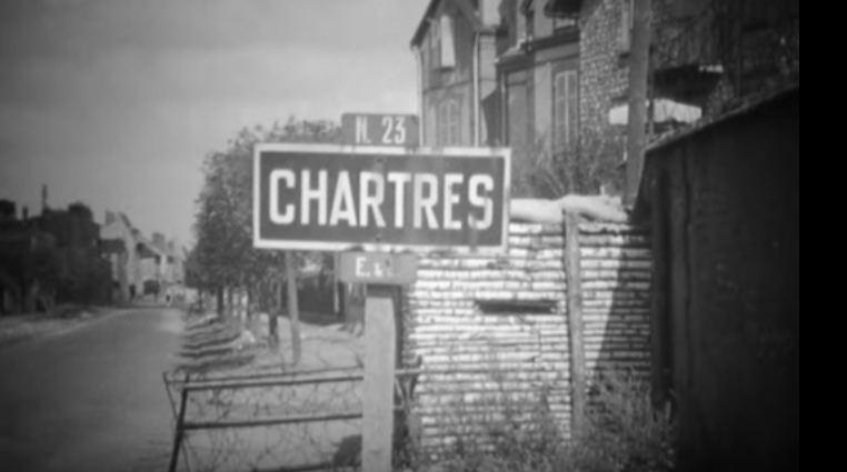 French resistance or armed civilians marching in Chartres 1944-08-18