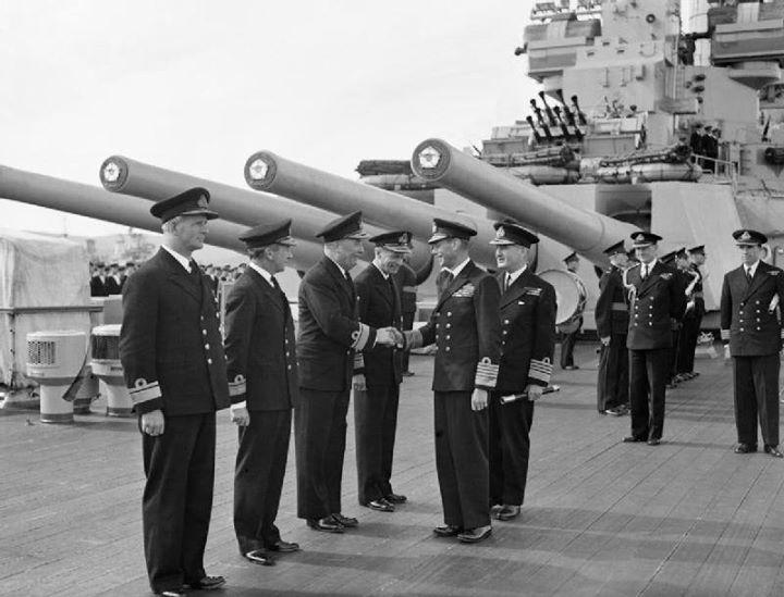 King George VI of the United Kingdom aboard HMS London at Scapa Flow