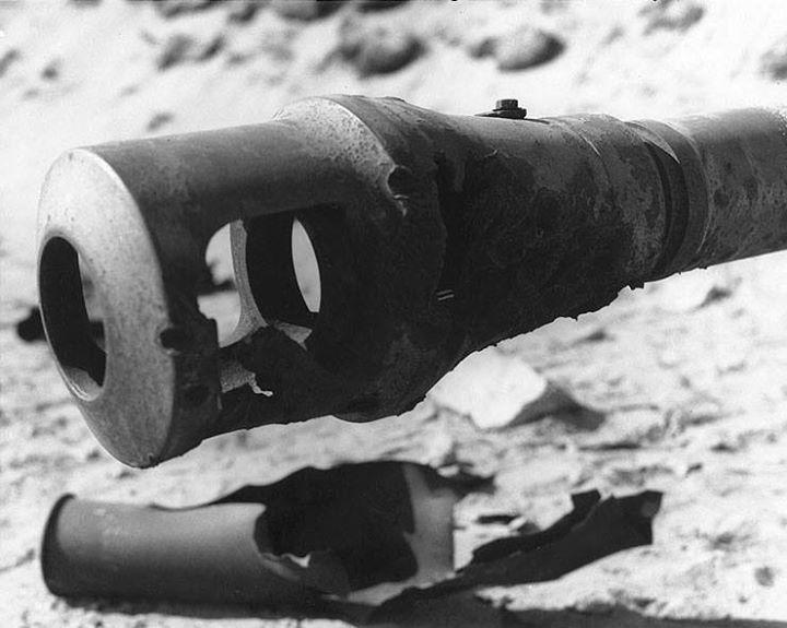 Damaged muzzle brake of a German 88mm gun