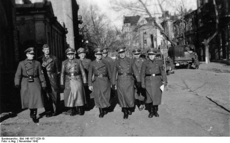 German SS men on the street of Kharkov, Ukraine