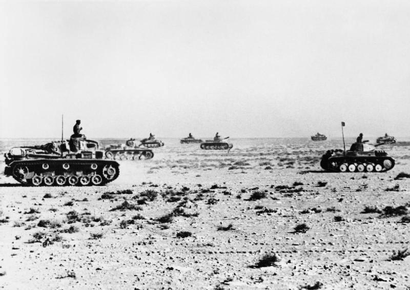 German tanks advance in the desert shortly before the Battle of Sollum