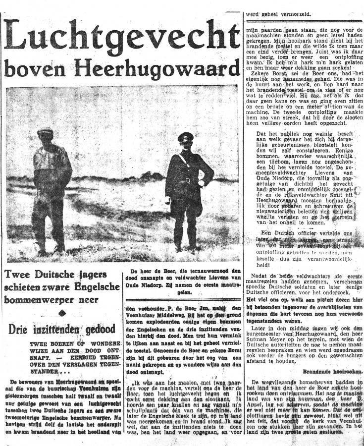 Blenheim P6895 UX-H lost at Heerhugowaard (Kerkweg) (NH) on 02-07-1940 (SGLO ref: T0737)