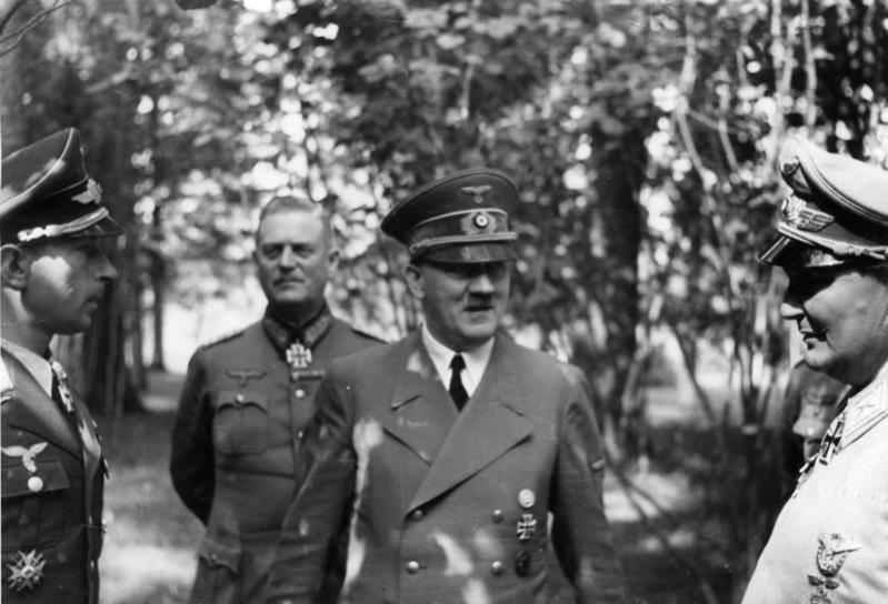 Werner Mölders, Wilhelm Keitel, Adolf Hitler and Hermann Göring at the Wolfs Liar