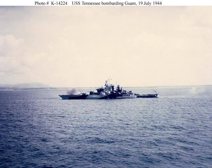 USS Tennessee (BB-43) bombarding Japanese positions on Guam