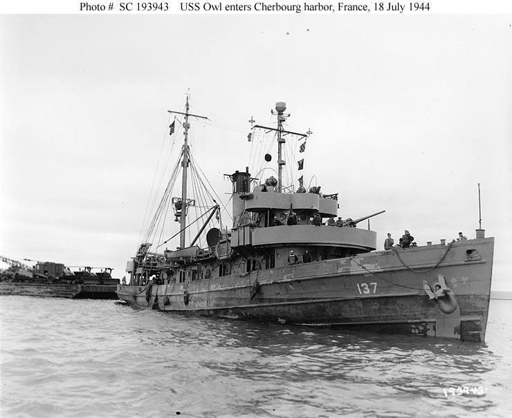 USS Owl (ATO-137) enters Cherbourg harbor