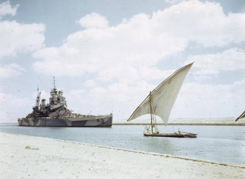 HMS Howe passing through the Suez Canal