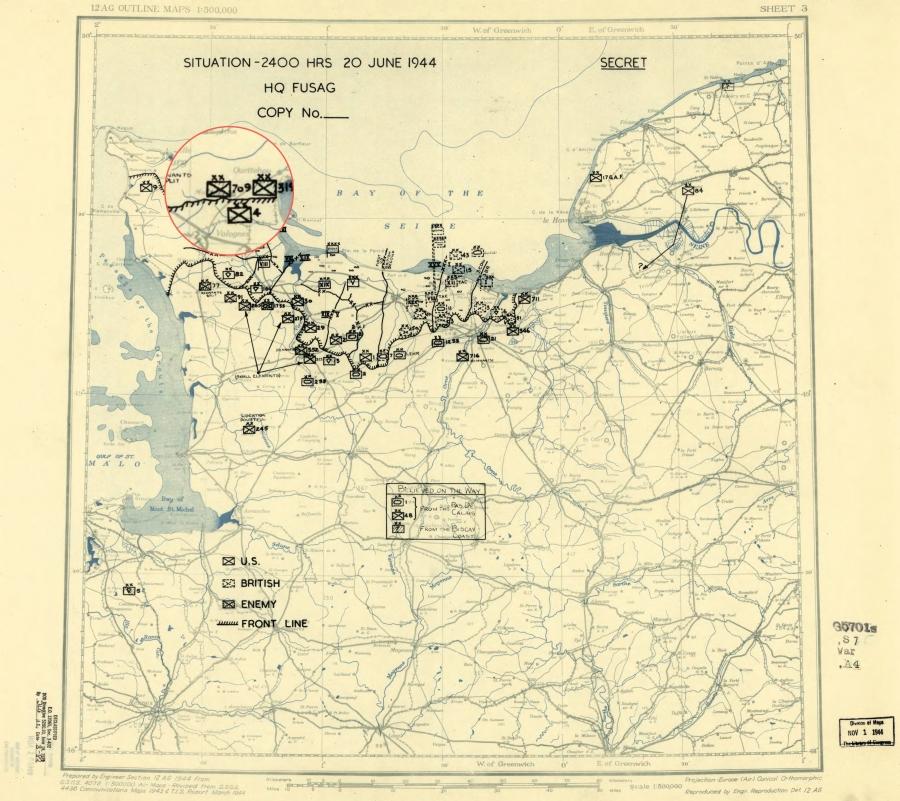 4 Infantry Division (USA) pushed to the outskirts of Cherbourg