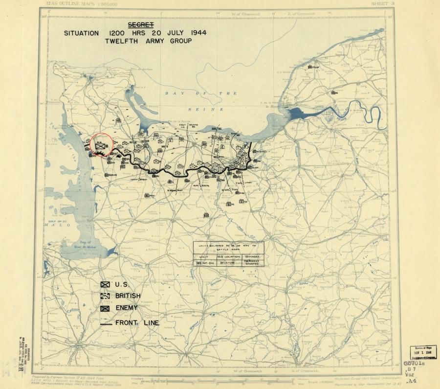 8 Infantry Division (USA) was to the west of the breakthrough sector