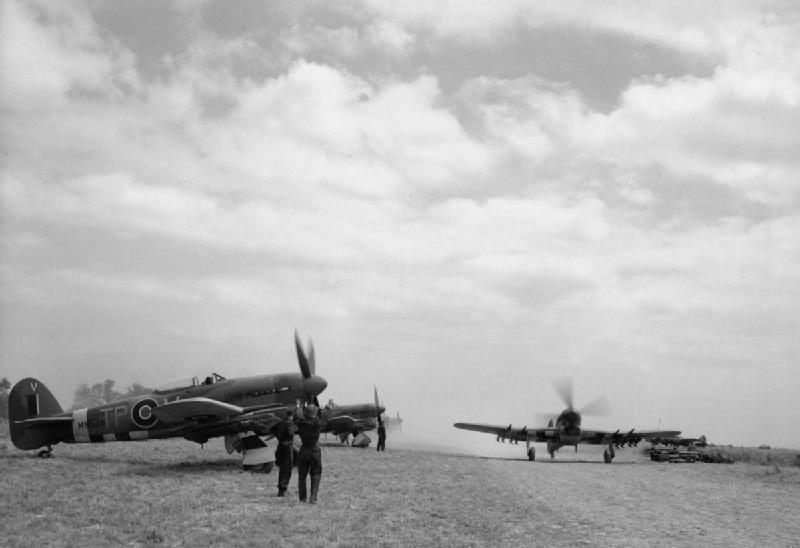 Typhoon fighter-bombers of No. 98 and No. 609 Squadrons RAF attacked and destroyed the enemy radar station at Dieppe/Caudecotein