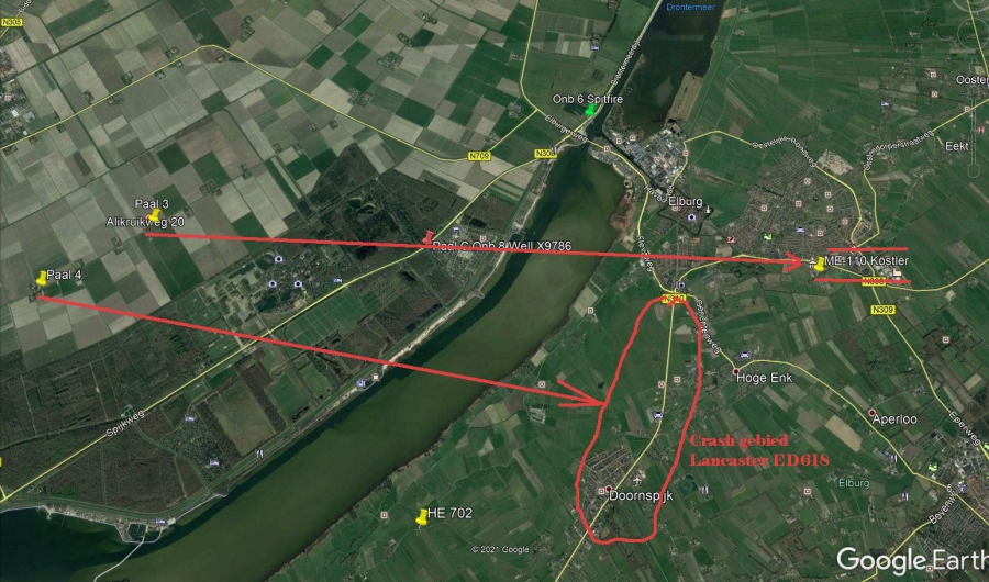 Bf 110 lost in Doornspijk (behind huize Putten) on 09-04-1943 (SGLO ref: T2190)