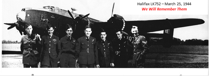 Handley Page Halifax III (LK752 ZL-V) on a mission to Berlin on 1944-03-25