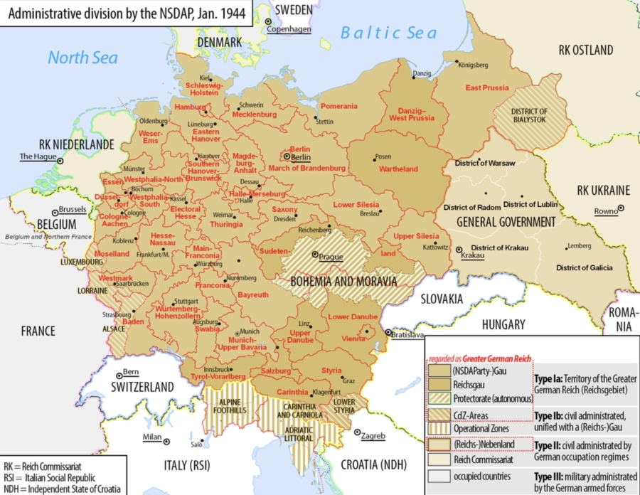 Administrative division by the NSDAP january 1944