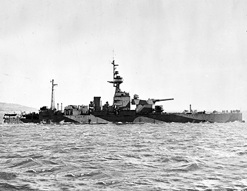 HMS Erebus postion near Normandy coast