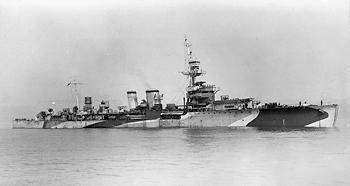 HMS Danae (D44) before the coast of Normandy Day 2