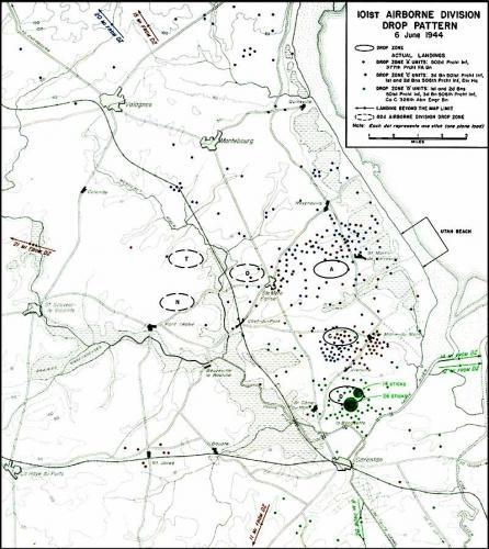 506 Parachute Infantry Regiment Easy Company planned droppingzone at Hiesville