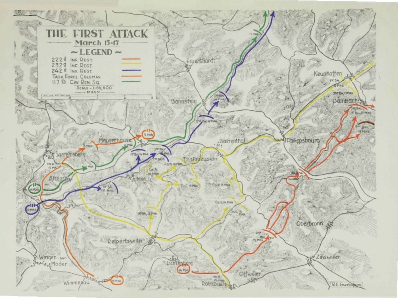 242 Infantry Regiment (USA) reached its initial objective near Stuzelbronn.