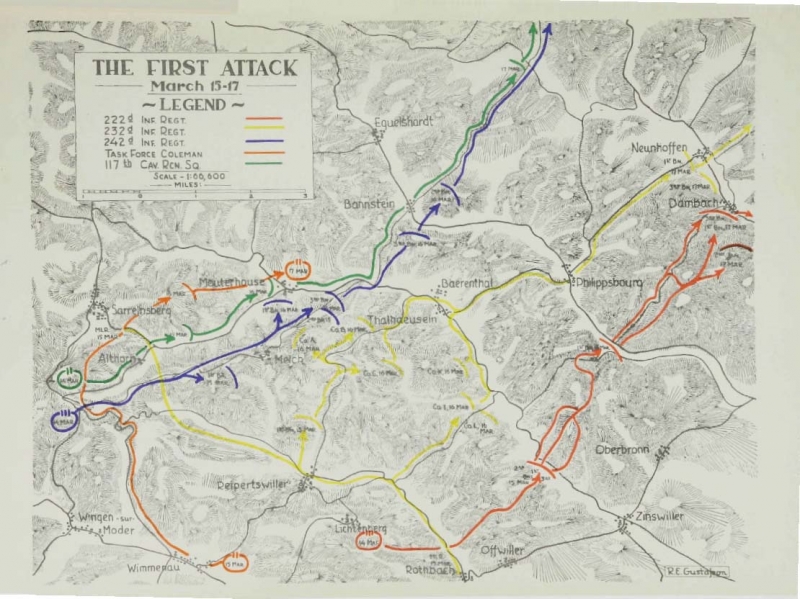 222 Infantry Regiment (USA) passing the border with Germanny