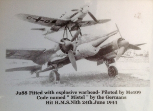 H.M.S.Nith hit by a Mistel