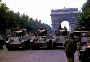 2 Armored Division (France) parade on Champs Elysees