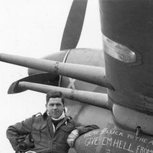 Flight of Typhoon Ib MP138 and Squadron Leader J E Hogg on 1945-03-23